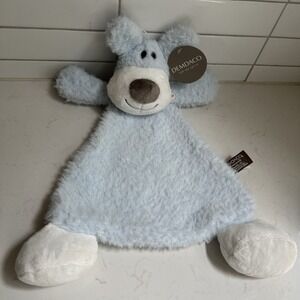 Demdaco Nat & Jules Puppy Dog Blue Lovey Security Blanket Plush Rattle Lovey